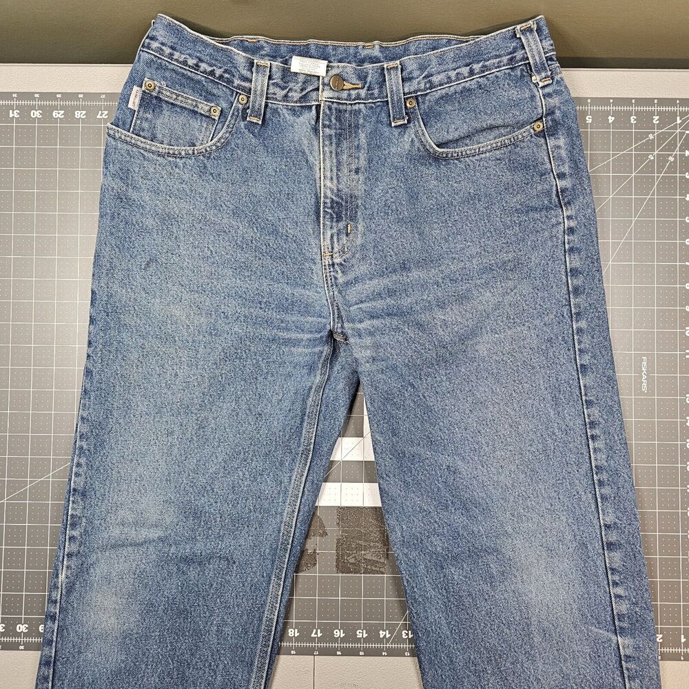 Carhartt Jeans Mens 38x32 B460-DVB Straight Relaxed Fit Blue Workwear Biker Y2K
